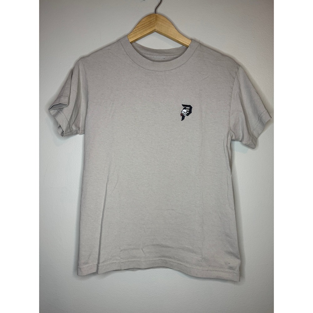 Primitive Skateboarding Mens Small Dirty P Skull Rose Embroidered‎ T-Shirt Tan